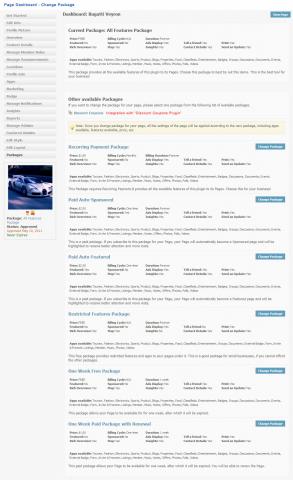 Page Dashboard - Change Package Page Dashboard - Change Package