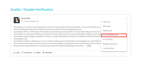 Enable / Disable Post Notification Enable / Disable Post Notification