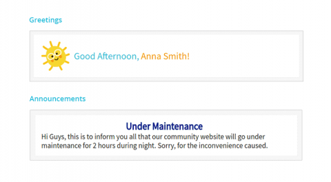 Greetings / Announcements Greetings / Announcements