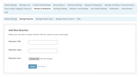 Admin: Reactions & Stickers - Add New Reaction Admin: Reactions & Stickers - Add New Reaction
