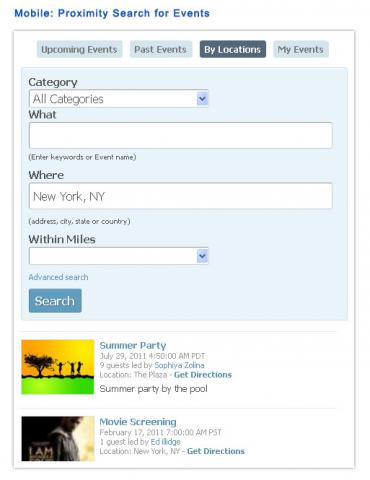 Mobile: Proximity Search for Events Mobile: Proximity Search for Events
