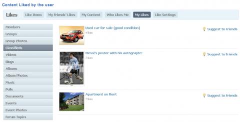 Content Liked by the user Content Liked by the user