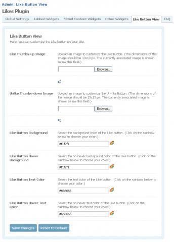 Admin: Like Button View Admin: Like Button View