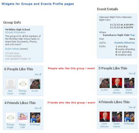 Widgets for Groups and Events Profile pages Widgets for Groups and Events Profile pages