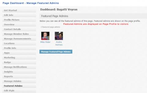 Page Dashboard - Manage Featured Admins Page Dashboard - Manage Featured Admins