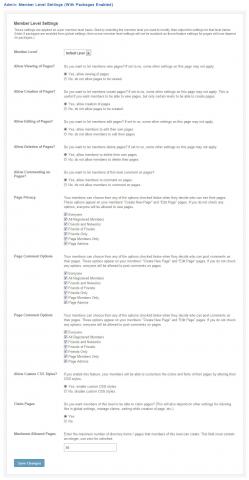 Admin: Member level Settings (With Packages Enabled) Admin: Member level Settings (With Packages Enabled)