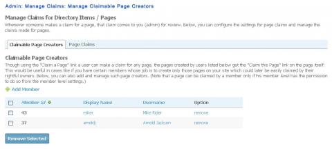 Admin: Manage Claims: Manage Claimable Page Creators Admin: Manage Claims: Manage Claimable Page Creators