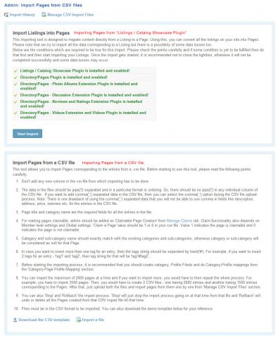 Admin: Import Pages from CSV files Admin: Import Pages from CSV files