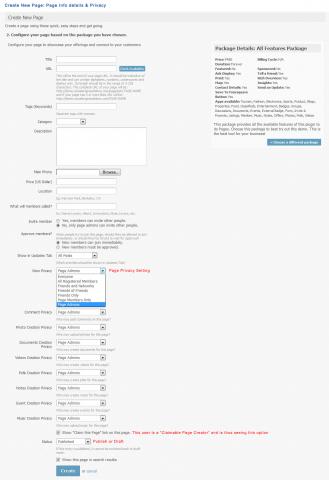 Create New Page: Page Info details & Privacy Create New Page: Page Info details & Privacy