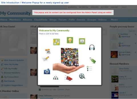 Site Introduction / Welcome popup for a newly signed-up user Site Introduction / Welcome popup for a newly signed-up user