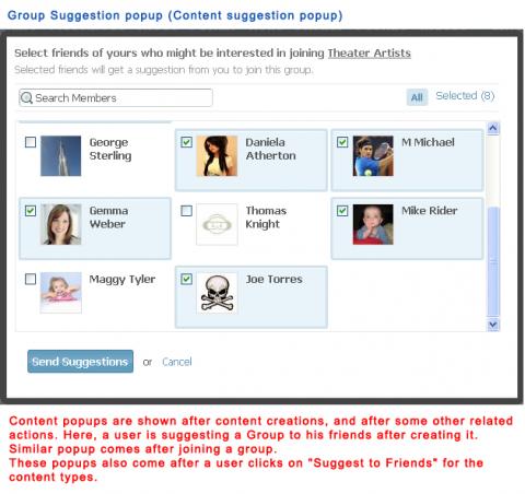 Group Suggestion popup (Content Suggestion popup) Group Suggestion popup (Content Suggestion popup)