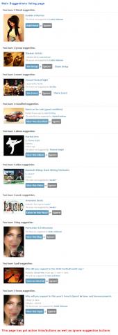 Main Suggestions listing page Main Suggestions listing page